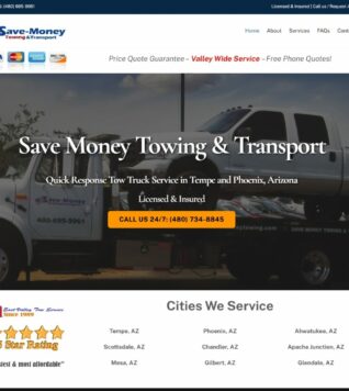 Website design example - Save Money Towing Tempe